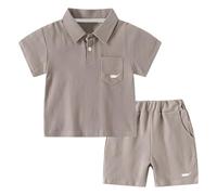 Xiaojiu Garçon Ensemble de Tenues pour garçons, Chemise et Short d'été décontractés pour Tout-Petits, Ensemble Haut et Bas de Style Gentleman Deux pièces la Plage,(Enfant, 4-5 Ans)