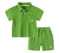 Xiaojiu Garçon Ensemble de Tenues pour garçons, Chemise et Short d'été décontractés pour Tout-Petits, Ensemble Haut et Bas de Style Gentleman Deux pièces la Plage,(Enfant, 3-4 Ans)