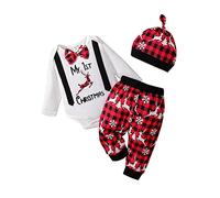 Xiaojiu Habit Noel Bebe Habille Noël Bebe De Naissance,Père Noël Deguisement Bébé Noel Bébé Garçon Filles Ensemble Noel Bebe Fille Costume Policier Enfant Lot Body Manche(Blanc-22,9-12 mois)