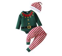 Xiaojiu Habit Noel Bebe Noel Bebe Fille,Deguisement Annee 20 Vetements Pyjama Bebe Fille Garcon Noel Pyjama Mere Noel 18 Mois Costume Diablesse Body Bebe Manche Longue 9(Vert-30,6-9 mois)