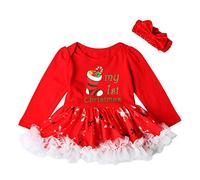 Xiaojiu Habit Noel Bebe Tenue Bebe Garcon Noel,Deguisement Nouvel an Ensemble De Vêtements Pour Bébés Garçons Filles Tenue Noel Costume Noel Bebe Body Stitch Bebe Pyjama(Rouge-71,6-9 mois)