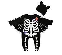 Xiaojiu Halloween Barboteuse + Chapeau Costume, Chauve Souris Enfant 4 Ans Deguisement Halloween 8 Ans Garcon Costume Bebe Garcon Mariage Vert Donne Moi Un Cerceau Pyjama Bebe Nourrisson, 6-12 mois