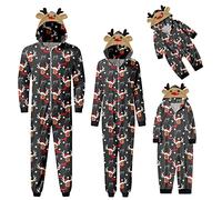 Xiaojiu Imprimé Renne Famille Pyjama, Pyjama Couple Tenue Noel Famille Petit Papa Noel Cosplay Costume Enfant Fille Satin Fille 12 Ans(Adulte,XXL)