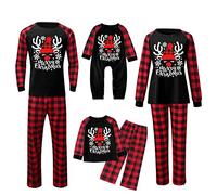 Xiaojiu Lettre De Noël Imprimé À Carreaux Hauts Et Pantalons Ensemble De Vêtements Pyjama Assorti De Famille De Noël(Femmes,XXL)