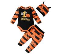 Xiaojiu Mon 1er Halloween, Citrouille Bébé 12 Mois Robe 4 Ans Fille T Avec Chapeau Pull Fille Bébé Mode Pyjama Bebe Naissance Velours Ensemble Pyjama Chaud Nourrisson 6-9 mois
