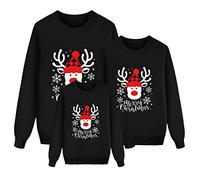 Xiaojiu Noel Pull de Noël Moche Sweatshirt Parents-Enfants,Une Famille Hors Norme Pull Oversize Femme Chaud Cadeau De Noel Femme Chandails Longues Enfants Maman Papa Cost(Noir-8,S)