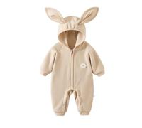 Xiaojiu Nourrisson Bodies pour Bébé Combinaison À Capuche en Tissu Doux Idéale pour L’ Automne Et L’ Hiver Confort Et Chaleur Les Aventures en Plein Air Beige 6-12 Mois