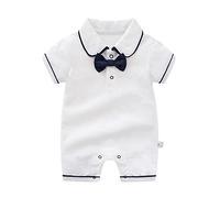 Xiaojiu Nourrisson Bodies pour Garçons/Bodysuits Bébé Garçon | Titre du Body Court À Arc pour Nouveau-Né Garçon Ensemble Adapté Mariage Et Banquet Vêtement Pratique Et Élégant Blanc 3-6 Mois