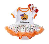 Xiaojiu Nourrisson Body Bébé Fille Manches Courtes Imprimé Citrouille pour Saisons Printemps Automne Et Fêtes Halloween Nouveau-Né Infantile Vêtement Confortable Or 3-6 Mois
