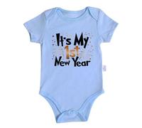 Xiaojiu Nourrisson Bodysuits pour garçon et Fille - Ensemble imprimé Lettre - Vêtements de Nouvel an pour Nouveau-né et bébé- Confort Doux Pratique(Bleu Clair, 0-3 Mois)