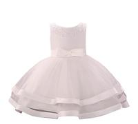 Xiaojiu Nourrisson Robes Fleuries pour Filles pour fête de Mariage, Concours de beauté, Robe Princesse, 3 à 9 Ans(Blanc, 0-3 Mois)
