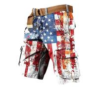 Xiaojiu Pantalon Cargo Homme Pantalon Cargo Masculin Polyvalent pour Aventures urbaines et activités Quotidiennes - Coupe Droite imprimé USA Poches Utilitaires et Style(Rouge, M)