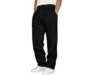 Xiaojiu Pantalons Hip Hop Décontractés pour Hommes| Pantalon d'entraînement à Lacets à Manchette Unie avec Poches Style Urbain Polyvalent pour Quotidien(Le Noir, 3XL)