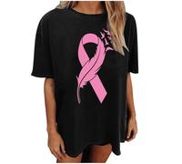 Xiaojiu Papillon Femme T-Shirt avec Col en V, Tee Shirt Rose Femme Col V Breast Cancer Awareness Tee Shirt Blanc T-Shirt Personnalisé Haut Rouge Top Rose Poudré Fe M