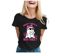 Xiaojiu Papillon Femme T-Shirt avec Col en V, Tee Shirt Rose Femme Col V Breast Cancer Awareness Tee Shirt Blanc T-Shirt Personnalisé Haut Rouge Top Rose Poudré Fe M