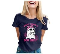 Xiaojiu Papillon Femme T-Shirt avec Col en V, Tee Shirt Rose Femme Col V Breast Cancer Awareness Tee Shirt Blanc T-Shirt Personnalisé Haut Rouge Top Rose Poudré Fe S