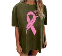 Xiaojiu Papillon Femme T-Shirt avec Col en V, Tee Shirt Rose Femme Col V Breast Cancer Awareness Tee Shirt Blanc T-Shirt Personnalisé Haut Rouge Top Rose Poudré Fe L