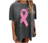 Xiaojiu Papillon Femme T-Shirt avec Col en V, Tee Shirt Rose Femme Col V Breast Cancer Awareness Tee Shirt Blanc T-Shirt Personnalisé Haut Rouge Top Rose Poudré Fe XL