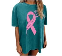 Xiaojiu Papillon Femme T-Shirt avec Col en V, Tee Shirt Rose Femme Col V Breast Cancer Awareness Tee Shirt Blanc T-Shirt Personnalisé Haut Rouge Top Rose Poudré Fe L