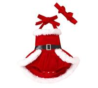 Xiaojiu Pull Moche Noel Robe Courte Dentelle Robes pour Filles Été Midi Robe pour Fille avec Manches Jupe Carreaux Rouge Short Dresser Pull Robe Fille Robe en Costume Enf(Rouge-58,3-6 Mois)