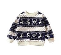 Xiaojiu Pull Noel Enfant Cardigan pour Fille Et Garçon,Pull Blanc Enfant Garcon Sweat Enfant 8 Ans Cardigan Fille 6 Ans Poncho Fille 12 Ans Sweater Enfant Fille Cadeau Fille 1(Bleu,6-12 Mois)