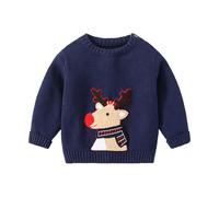 Xiaojiu Pull Noel Enfant Garçons Pull,Pull De Noel Enfant 3 Ans Ensemble Basket Enfant Cardigan Bebe Naissance Sweatshirt Fille 5 Ans Sweat Bebe 1 Mois Cadeau De Noël(Grey-2,9(Marine01,4-5 Ans)