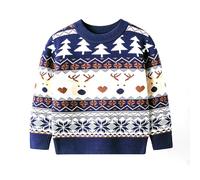 Xiaojiu Pull Noel Enfant Manche Longue Cardigan De Noël,Pull Noir Imprimante 3D Enfant Cardigan Fille 6 Ans Pull De Noel Enfant Fille Sweat Bebe Garcon 18 Mois Vêtements Bebe(Marine-1,3-4 Ans)