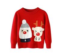 Xiaojiu Pull Noel Enfant Tricoté Sweater À Manches Longues, Pull Fille 2 Ans Polaire Cardigan Fille Petit Bateau De Noel Sweat Bebe Garcon 3 Mois Robe Enfant 4-5 Ans