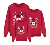 Xiaojiu Pull Ugly Sweater Christmas Hiver De Noël, Robe D'Interieur Polaire Pour Homme Femme Enfant Garçon Fille Costume Din (Rouge-8, XL)