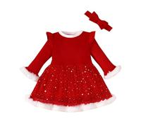 Xiaojiu Robe 3 Ans Robes Fille avec Manches Grande Taille Filles Vêtements Noël Patchwork Enfants Imprimer Robe Princesse Bébé Toddler Tulle Fill Tutu Fille 5-6 Ans(Rouge07,4-5 Ans)