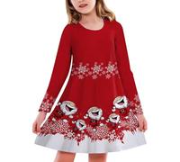 Xiaojiu Robe Bebe 18 Mois Princesse Robe Bebe Fille Ceremonie Christmas Robe Hiver Bebe Fille,Vetement Noel Enfant Ensemble Noel Fille 4ans Bebe Fille Vetement Hiver Pyja(Rouge-122,6-7 Ans)