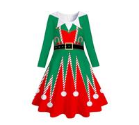 Xiaojiu Robe De Noel Fille 3 Ans, Deguisement Bebe Fille 12 Mois Costume Princesse Belle Robe Anniversaire 3 Ans Longue Enfant 8 Jupe Jean 14 an(Enfant,6-7 Ans)