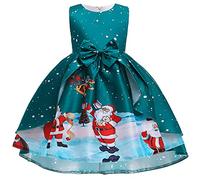 Xiaojiu Robe De Noël pour Fille et Garçon, Jean Enfant, Christmas Tenue 2-8 Ans, Grossesse, Collant (Vert-25,5-6 Ans)