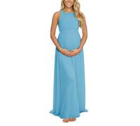Xiaojiu Robe Grossesse Robe de maternité élégante sans Manches ornée Dentelle Coupe Ample Longue traîne soirée Formelle Femme Enceinte Tenue Grossesse(Bleu Ciel, M)