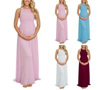 Xiaojiu Robe Grossesse Robe de maternité élégante sans Manches ornée Dentelle Coupe Ample Longue traîne soirée Formelle Femme Enceinte Tenue Grossesse(Light Rose, XL)