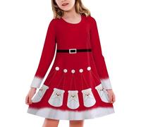 Xiaojiu Robe Naissance Mon 1er Noël De Cérémonie Fille Christmas Père Noël Tenue, Manteau Hiver Pyjama Bébé (Noir-122, 10-13 Ans)