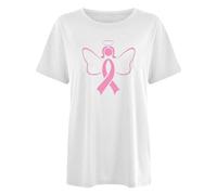 Xiaojiu T Shirt Femme Grande Taille, Ruban Rose Cancer du Sein Octobre Rose Shirt Sensibilisation Tee-Shirt Femme Blanc T-Shirt Noir Chemisier Blanc Top Chic Et Él L