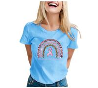 Xiaojiu T Shirt Femme Grande Taille, Ruban Rose Cancer du Sein Octobre Rose Shirt Sensibilisation Tee-Shirt Femme Blanc T-Shirt Noir Chemisier Blanc Top Chic Et Él XL