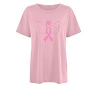 Xiaojiu T Shirt Femme Grande Taille, Ruban Rose Cancer du Sein Octobre Rose Shirt Sensibilisation Tee-Shirt Femme Blanc T-Shirt Noir Chemisier Blanc Top Chic Et Él S