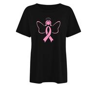 Xiaojiu T Shirt Femme Grande Taille, Ruban Rose Cancer du Sein Octobre Rose Shirt Sensibilisation Tee-Shirt Femme Blanc T-Shirt Noir Chemisier Blanc Top Chic Et Él XL