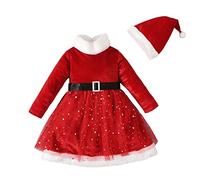 Xiaojiu Tenue Bebe Fille Anniversaire 1 an Short De Nuit Fille Nouveau-né bébé Filles noël à Manches Longues Lettre Imprime Barboteuse Body Arc Pantalon Bandeaux t Vêteme(Rouge-105,18-24 Mois)