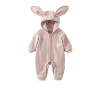 Xiaojiu Tout-Petit Bodies pour Bébé Combinaison À Capuche en Tissu Doux Idéale pour L’ Automne Et L’ Hiver Confort Et Chaleur Les Aventures en Plein Air Rose 12-18 Mois