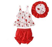 Xiaojiu Tout-petit Ensemble d'été décontracté pour filles - tenue facile à avec débardeur sans manches short et chapeau parfait pour jouer en famille et sessions quotidiennes(Blanc, 2-3 ans)