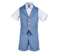 Xiaojiu Tout-Petit Ensemble garçon Quatre pièces élégant Comprenant Gilet Formel et Manches Courtes pour Enfants et Tout-Petits Parfait pour Discours fêtes Occasions(Garçon, 2-3 Ans)