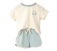 Xiaojiu Tout-petit Ensemble two pièces pour filles imprimé floral tee-shirt léger et short polyvalent pour plage école et fête design fleuri coupe confortable prêt à quotidien(Fille, 2-3 ans)