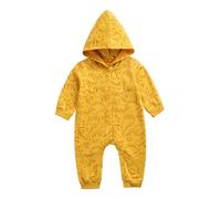 Xiaojiu Tout-Petit Produit Catégorie Enfant Garçon Combinaison Loungewear 1Er Âge - Jumpsuit À Capuche & Manches Longues Avec Dessin Dinosaure Imprimé Jaune 12-18 Mois