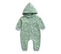 Xiaojiu Tout-Petit Produit Catégorie Enfant Garçon Combinaison Loungewear 1Er Âge - Jumpsuit À Capuche & Manches Longues Avec Dessin Dinosaure Imprimé Vert 12-18 Mois