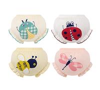 Xiaojiu Tout-Petit sous-Vêtements en Coton Doux pour Fille avec Impression Mignonne Animée - Lot De 4 Culottes Confortables pour Enfant 4Pièces Jaune 12-24 Mois