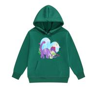 Xiaojiu Tout-Petit Sweat-Shirt À Capuche pour Fille avec Impression Dinosaure Vêtement Décontracté Chaud Et Doux pour Activités Extérieures Hivernales Et Jeux Confortables Vert 2-3 Ans