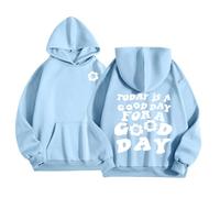 Xiaojiu Tout-Petit Sweats À Capuche Et Sweats pour Filles - Pulls d'hiver Chaleureux Imprimés avec Manches Longues Et Poche Tenue Décontractée Douce Adaptée À L'Âge 2- Ans Bleu 1-2 Ans
